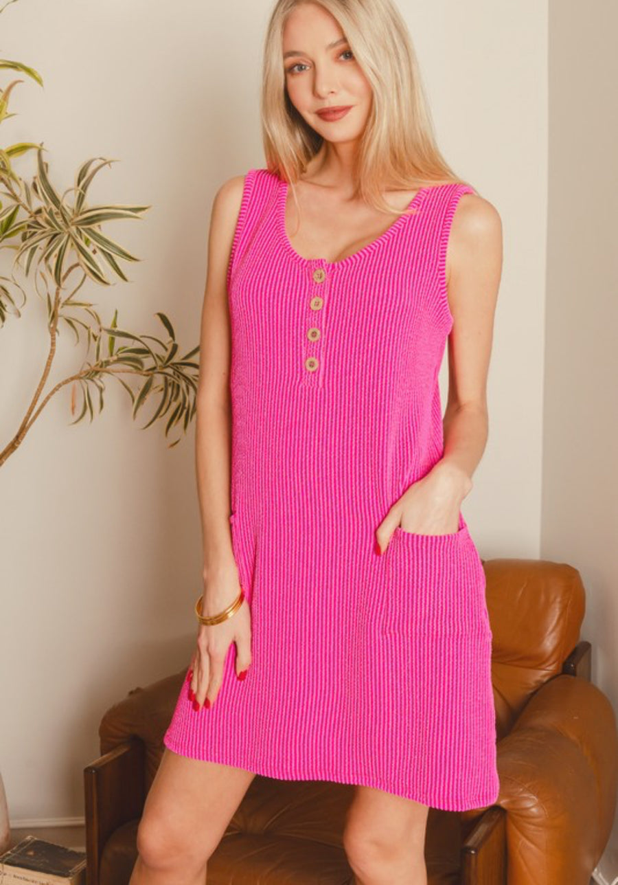 The Susie Hot Pink Tank Dress