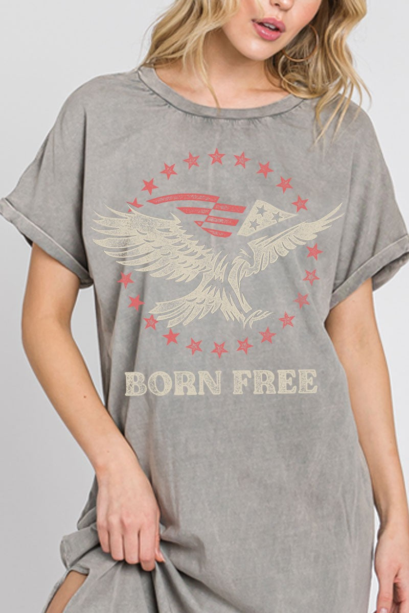 Born Free Mineral Grey Graphic Dress