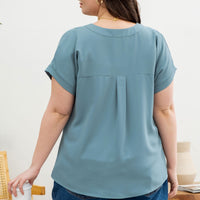 PLUS The Luna V Neck Roll Up Sleeve Blouse