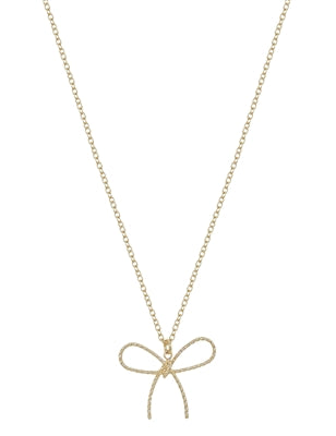 Gold Ribbon Bow Necklace