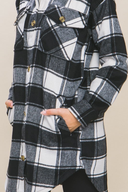 The Remi Black Oversized Long Shacket