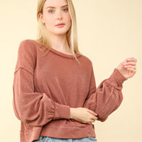 The Stephanie Cedar Wood Ribbed Top