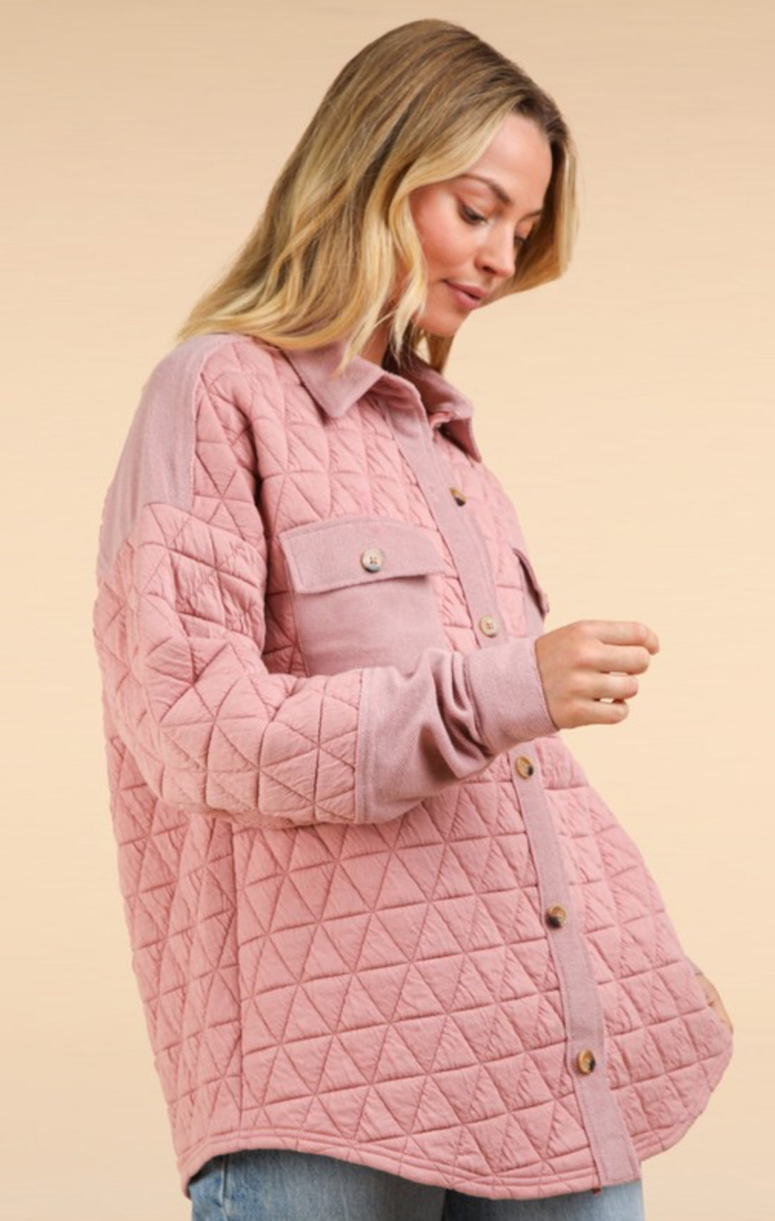 Blush Oversized Quilted Shacket