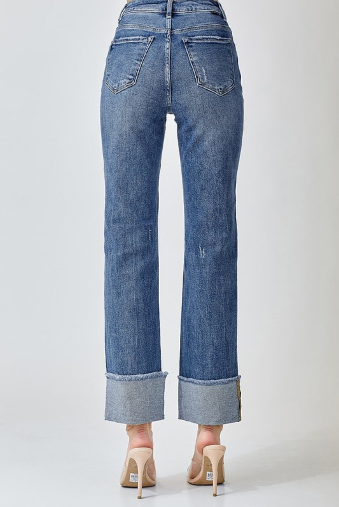 Risen HW Straight Cuffed Jeans