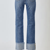 Risen HW Straight Cuffed Jeans