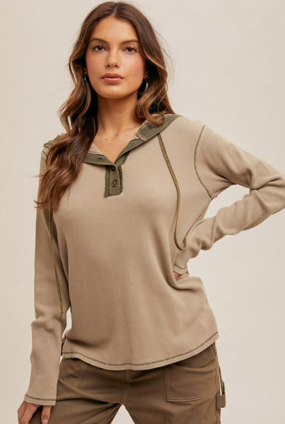 The Jolene Dusty Olive Hooded Top