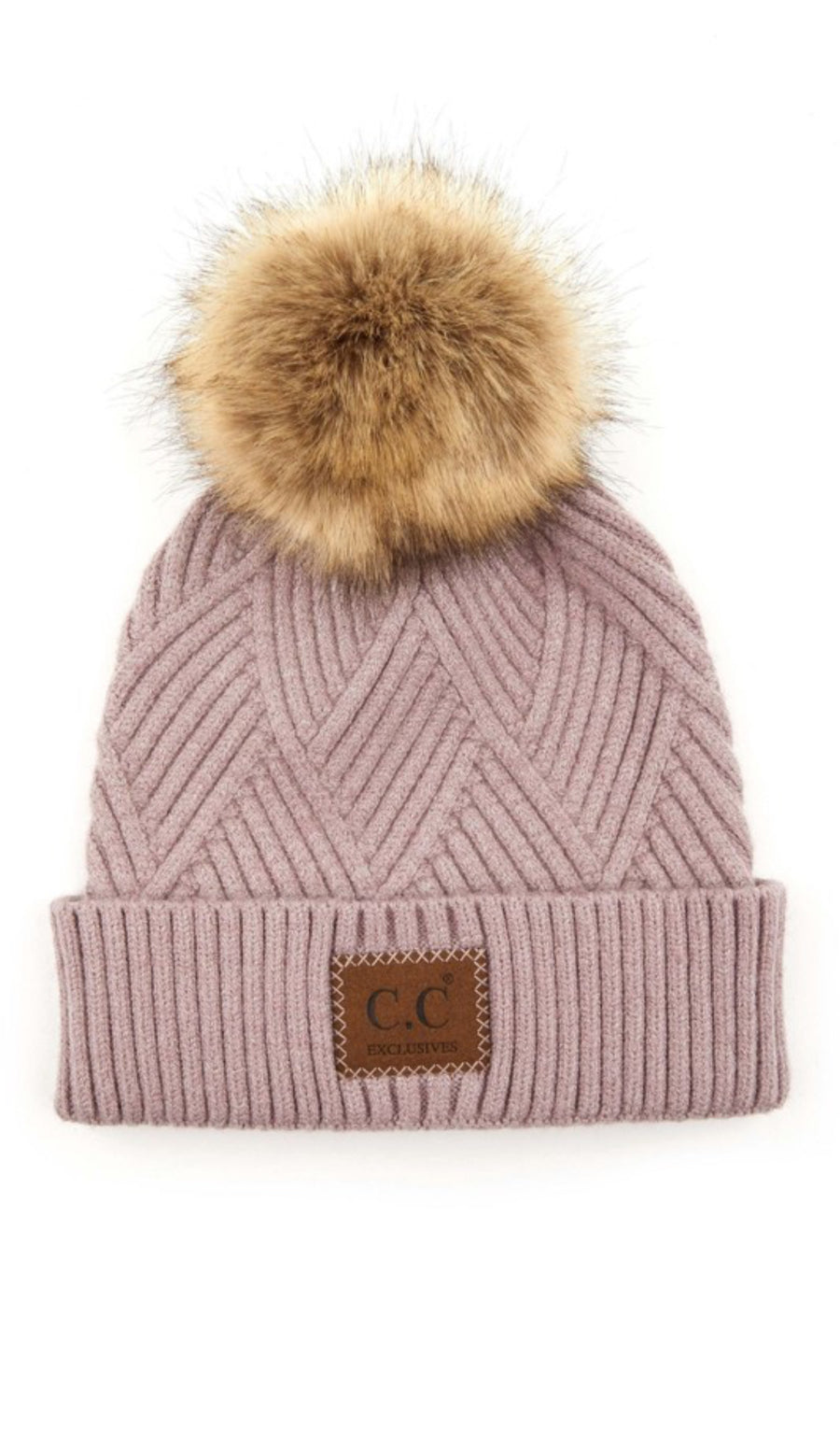 CC Criss Cross Suede Patch Beanie