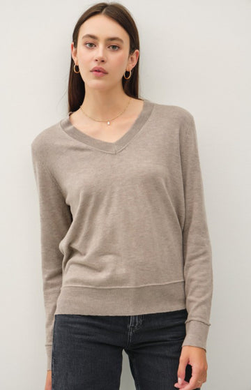 The Dava V-Neck Mocha Sweater