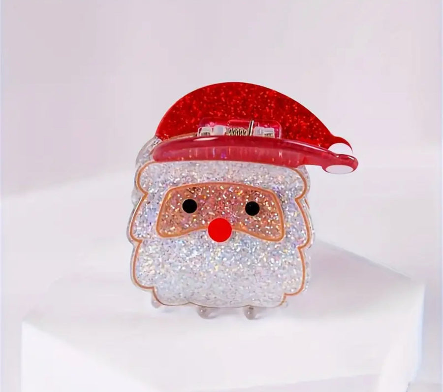 Glitter Santa Hair Claw Clip