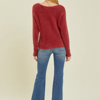 The Laura Fuzzy Sweater in Burgundy