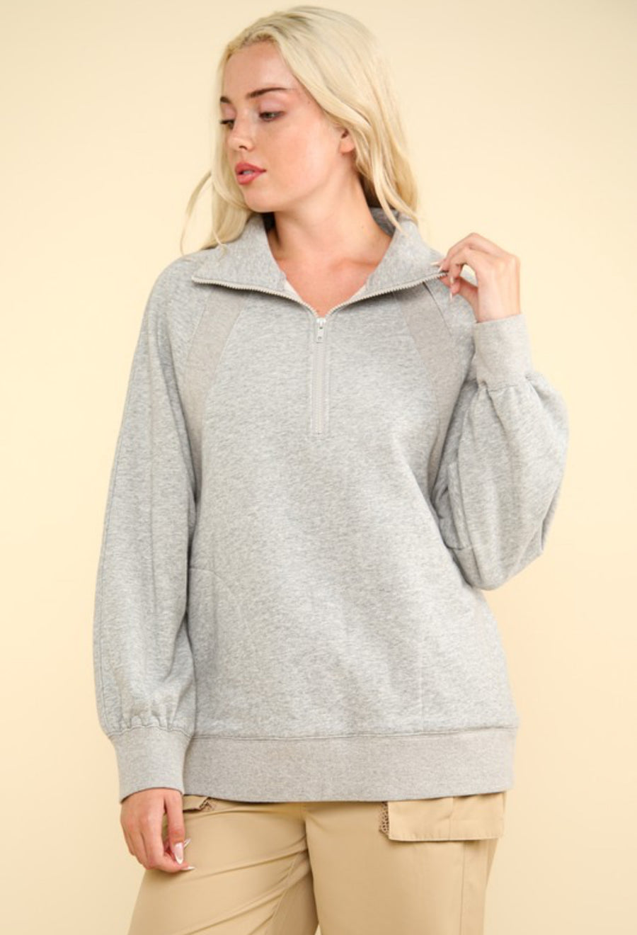 The Anna Grey Quarter Zip Crewneck