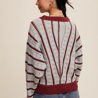 The Monica V-Striped Light Weight Knit Sweater