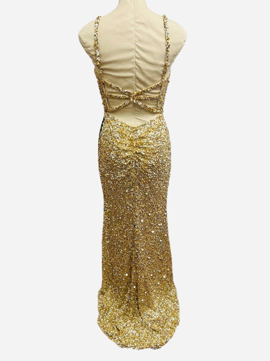 6 Gold Sherri Hill Very Good
