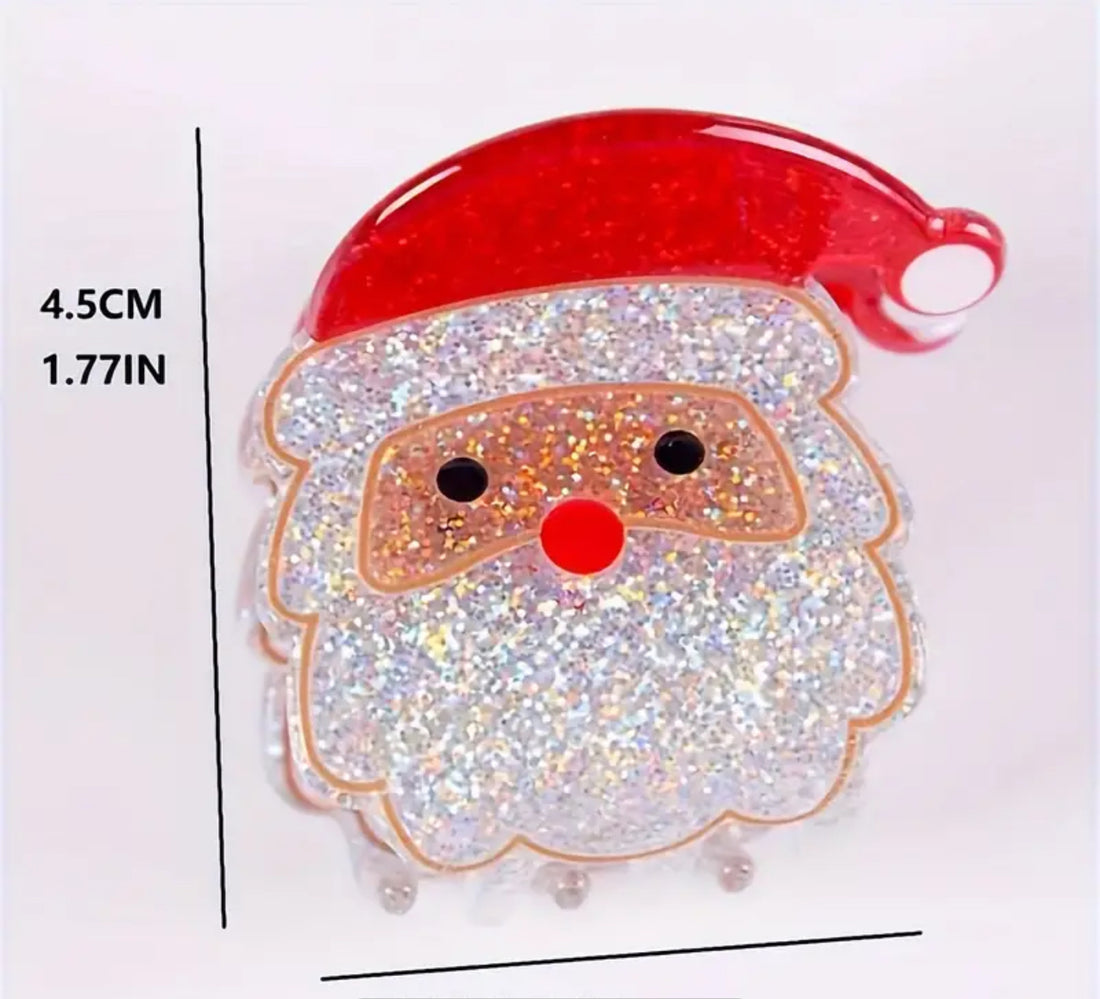 Glitter Santa Hair Claw Clip