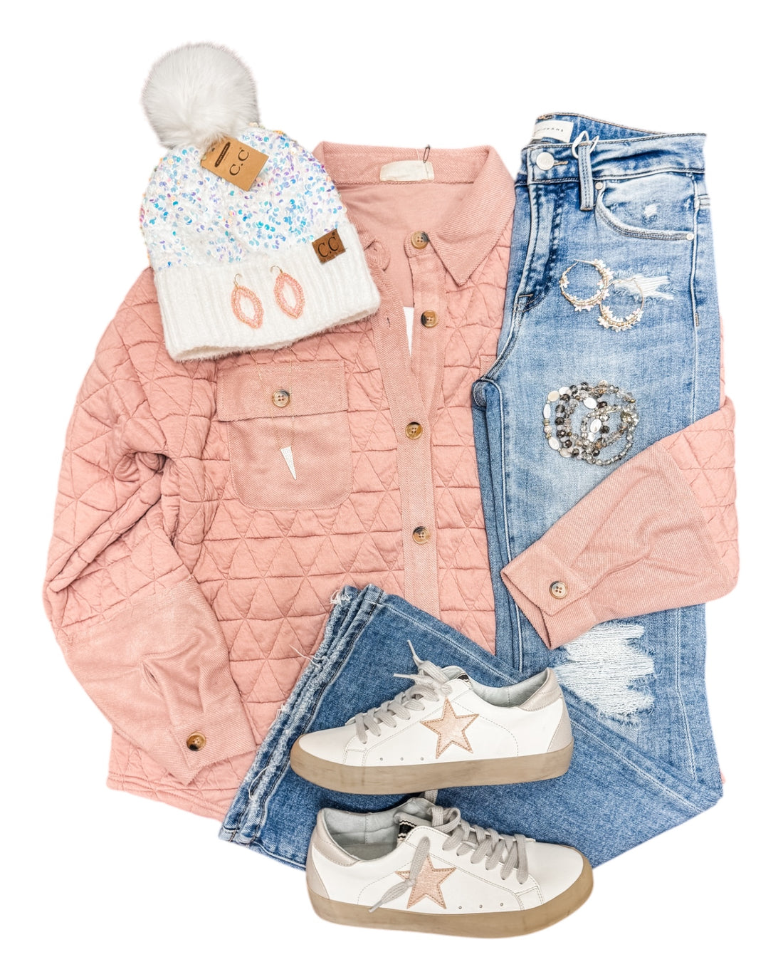 Blush Oversized Quilted Shacket