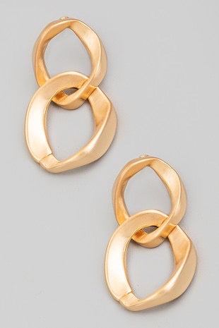 Gold Brushed Metallic Chain Dangle Earrings