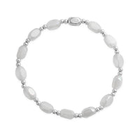 Isla White Cap Stretchy Silver Bracelet