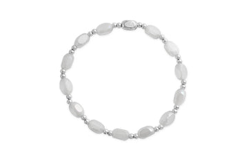 Isla White Cap Stretchy Silver Bracelet