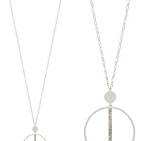 Open Circle and Rhinestone Bar Necklace (G&S)