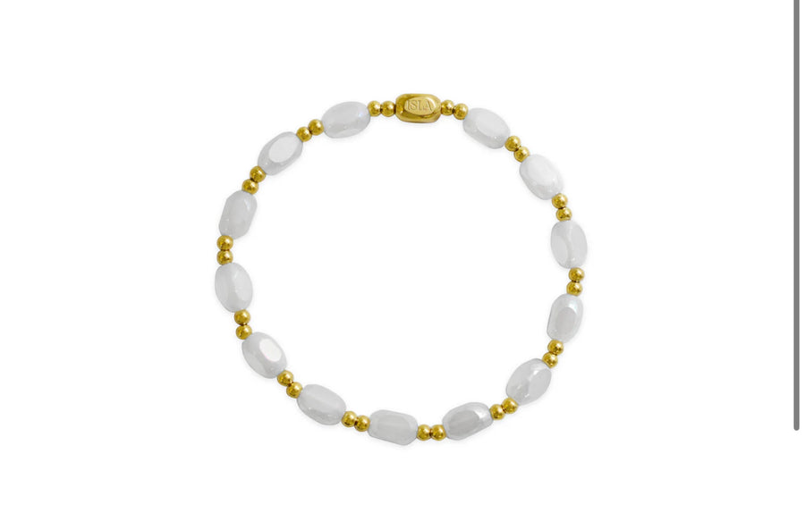 Isla White Cap Stretch Bracelet