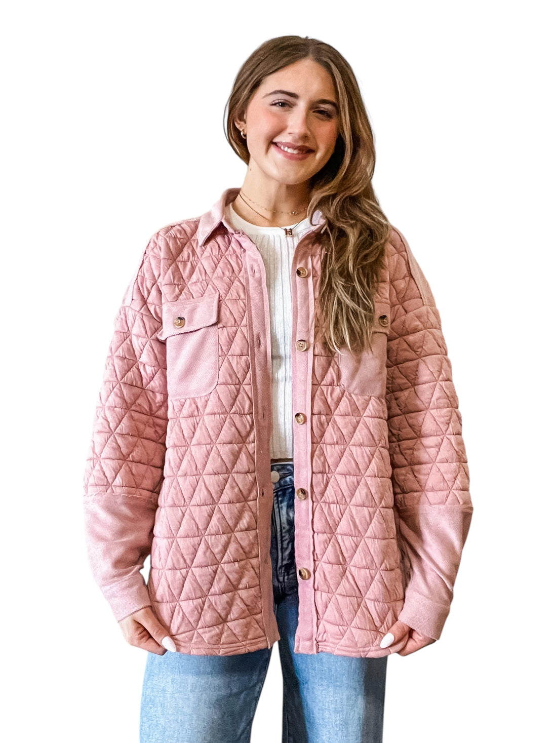 Blush Oversized Quilted Shacket