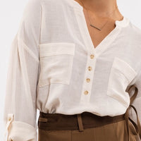 Work Well Cream 3/4 Length Top