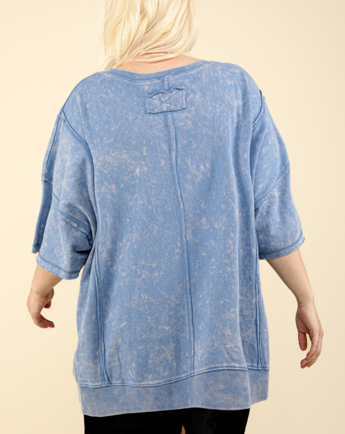 Plus The Ella Denim Oversized Wash Casual Knit Top