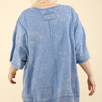 Plus The Ella Denim Oversized Wash Casual Knit Top