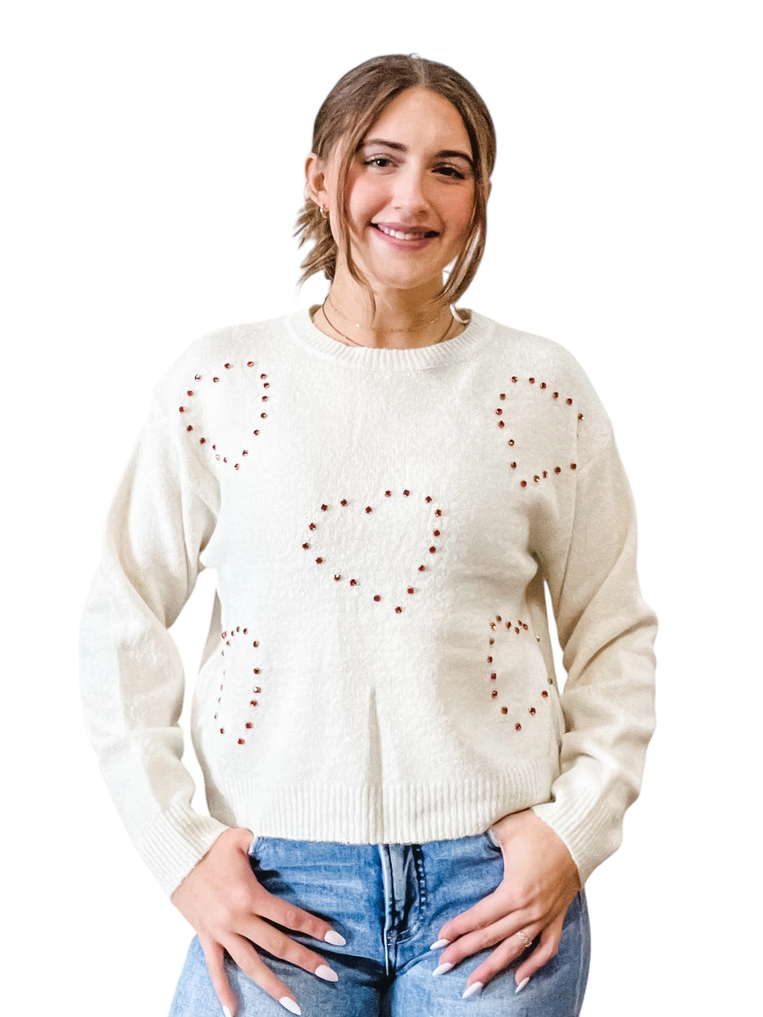 The Anna Beaded Heart Sweater