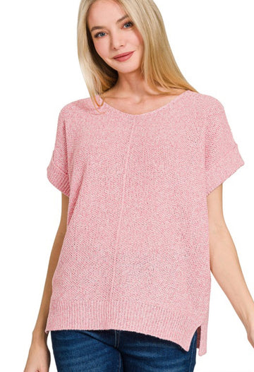 The Luna Pink Short Sleeve Sweater