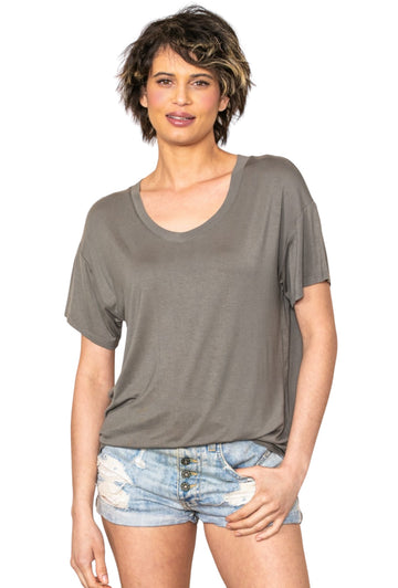Not So Basic Taupe Scoop Neck Tee
