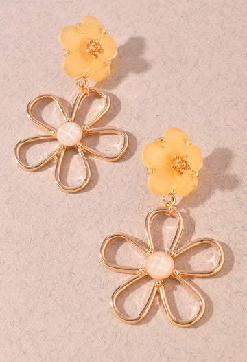 Double Flower Dangle Earrings