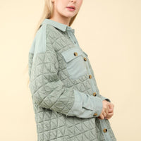 Sage Oversized Quilted Shacket