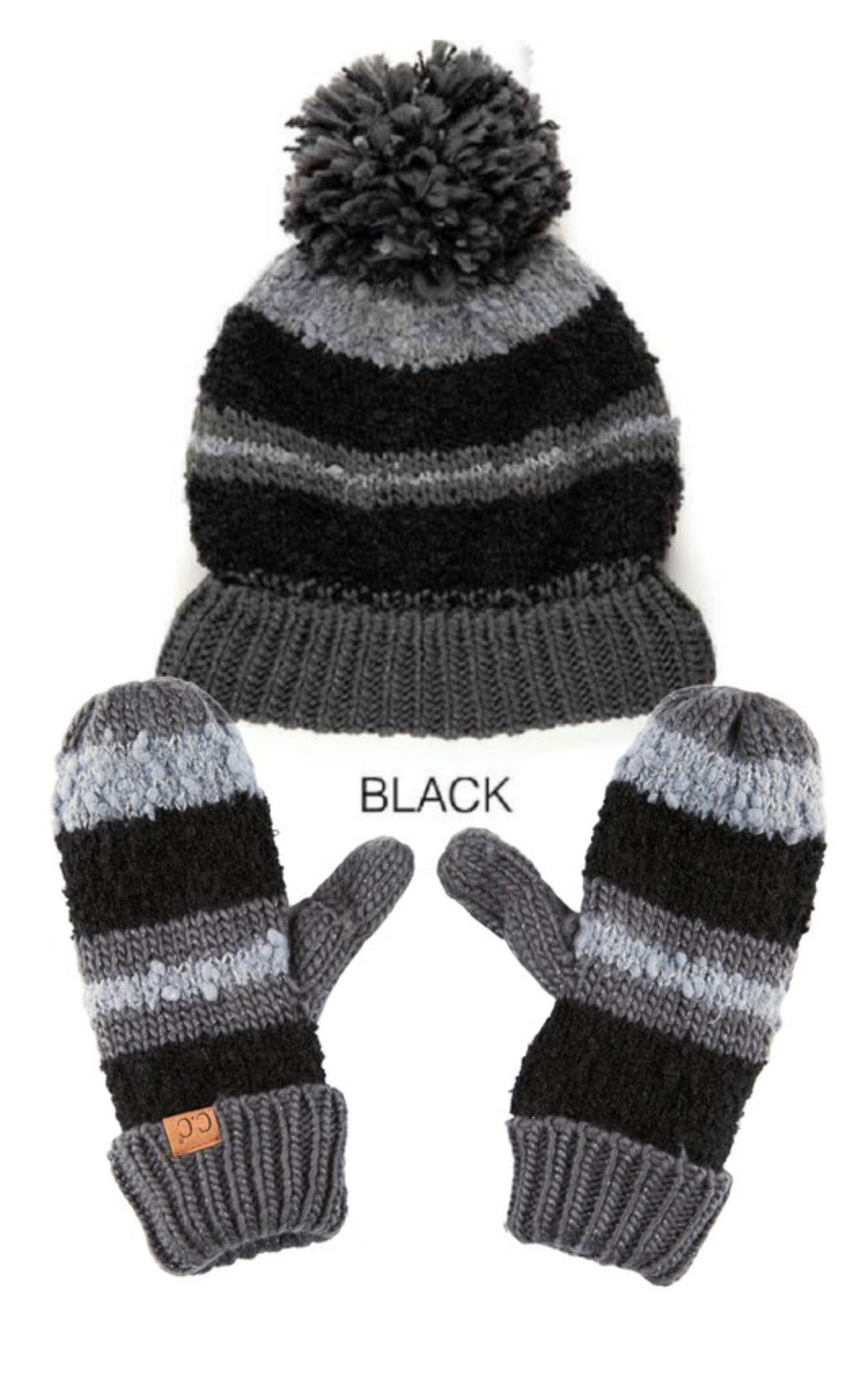 CC Black Grey Mittens