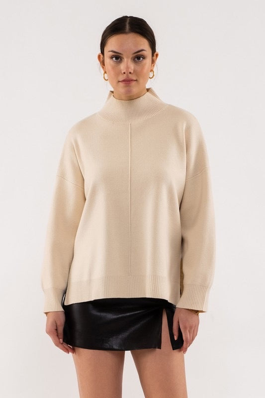 The Camille Cream Mock Neck Sweater