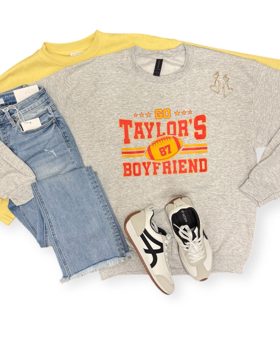 Go Taylor’s Boyfriend Grey Crewneck