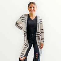 The Dori Hooded Plaid Cardigan