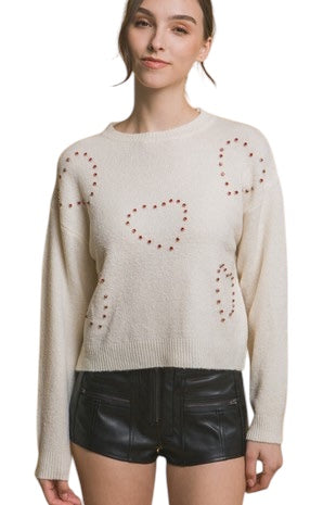 The Anna Beaded Heart Sweater