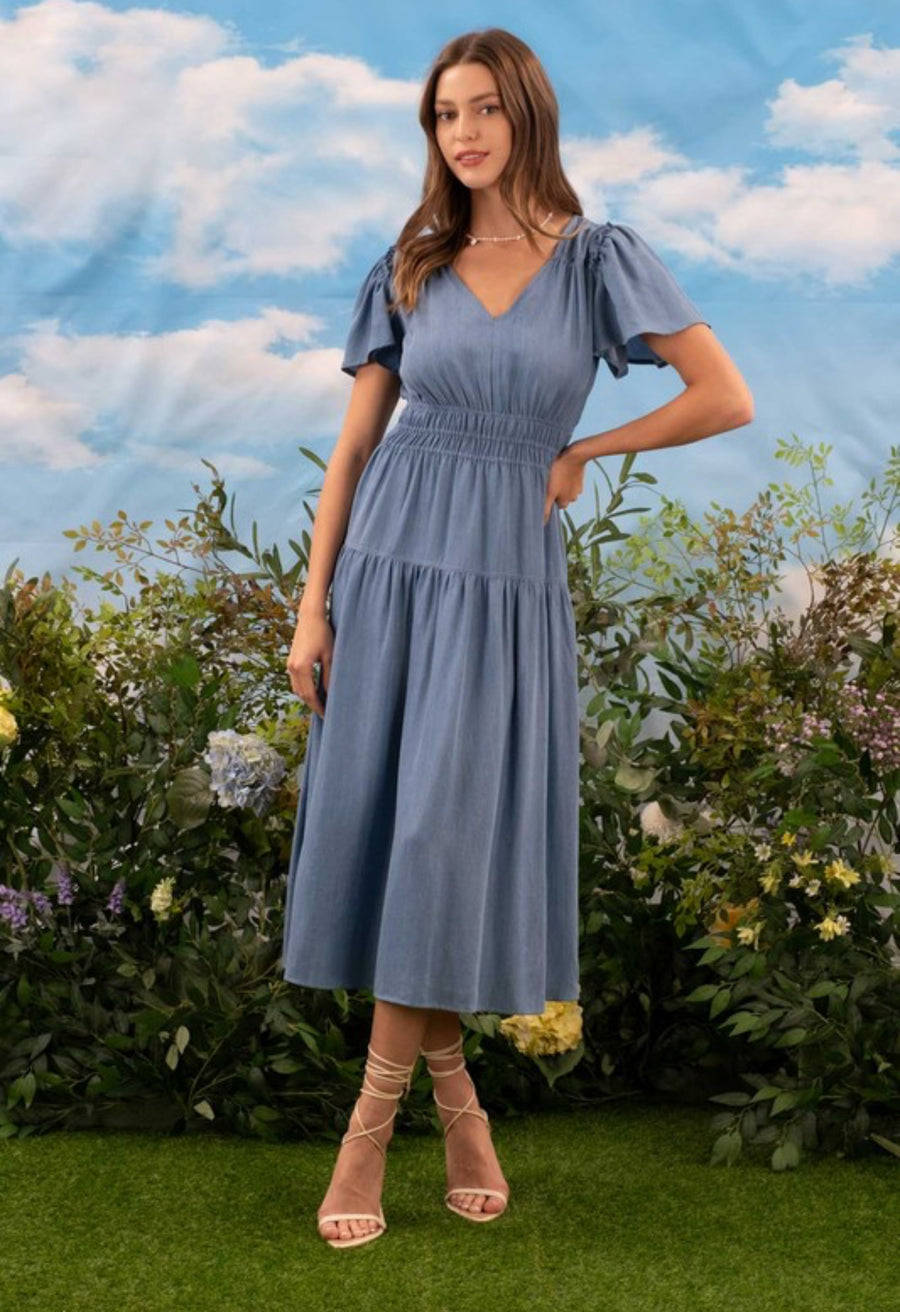 The Iris Chambray Midi Dress