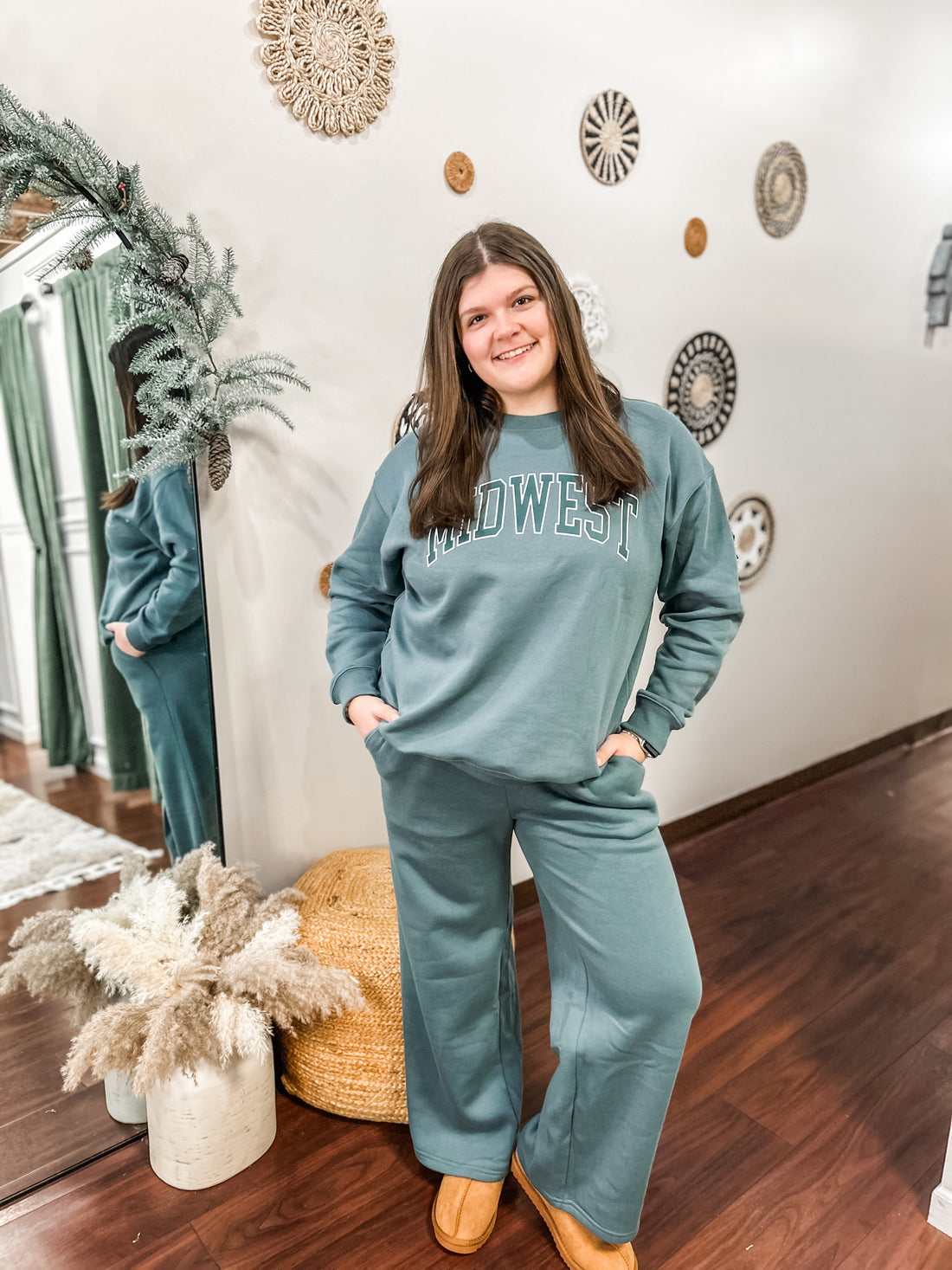 Cozy Fleece Ash Jade  Bottoms