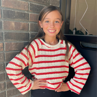 Tweens knit striped top 