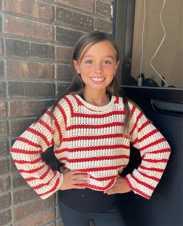 Tweens knit striped top 