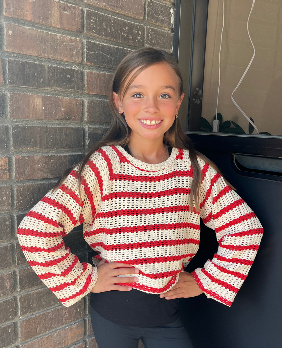 Tweens knit striped top 