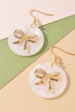 Gold Bow Drop Earrings