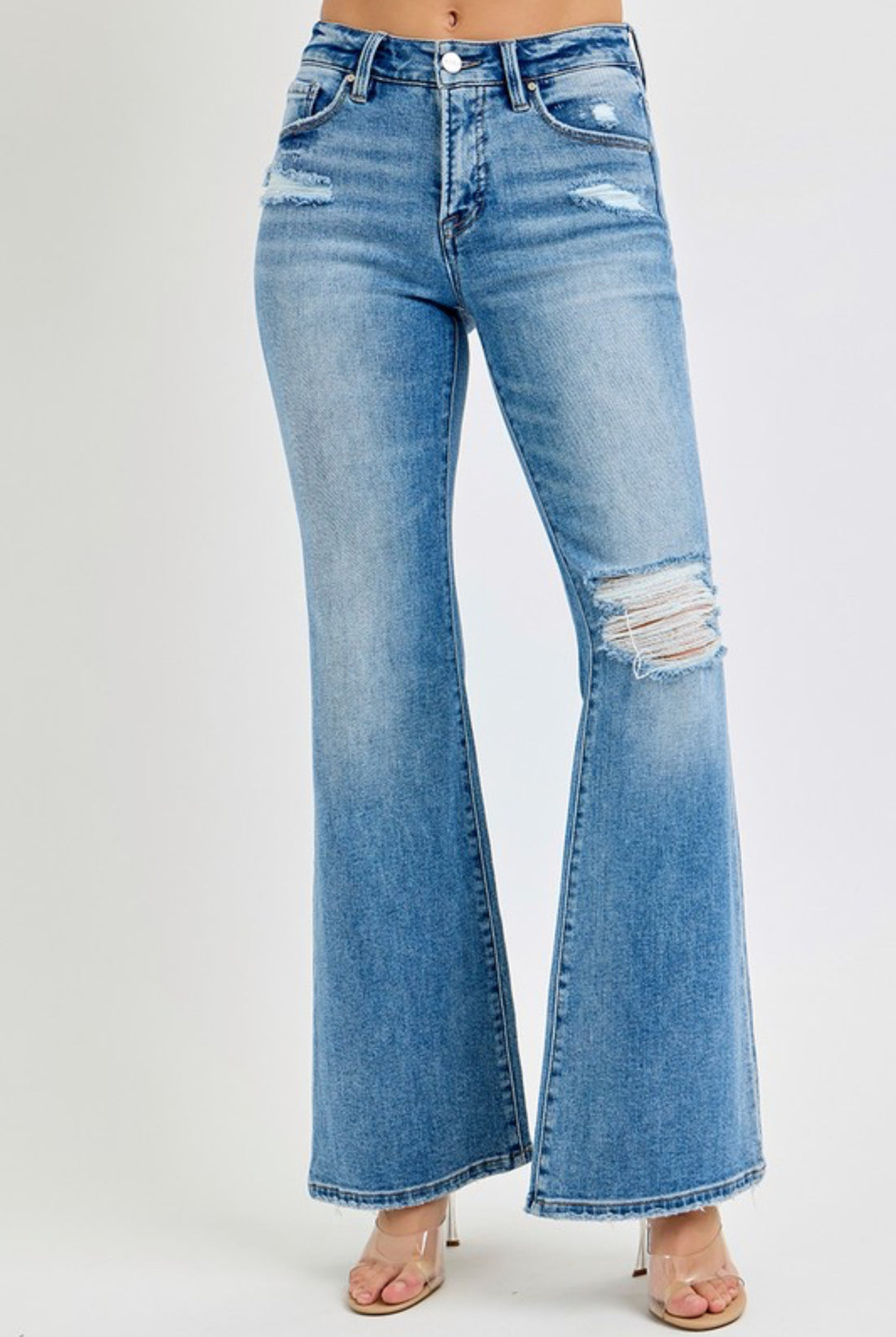 Risen Mid Rise Flare Jeans