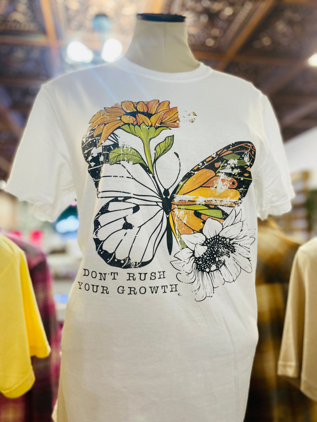 Don’t Rush Your Growth Butterfly White Tee