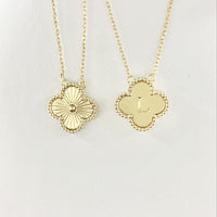 Gold Clover Reversible Initial Necklace