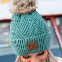 CC Criss Cross Suede Patch Beanie