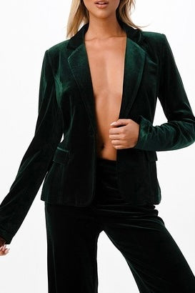 The Torrie Emerald Green Velvet Blazer