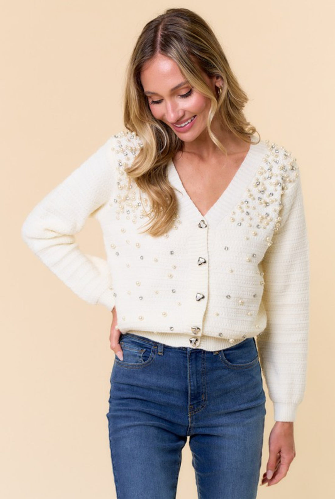 The Clara Rhinestone and Pearl Cardigan Sweater